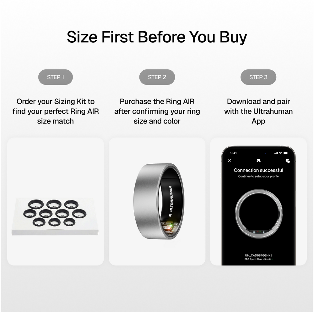 Ring AIR Size 12 Smart Ring– Fitness Tracker, Health & Sleep Monitor, Waterproof
