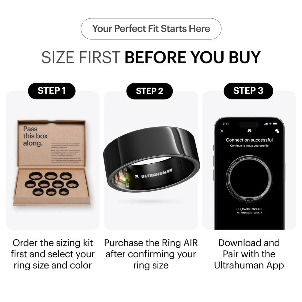 Ring AIR Size 12 Smart Ring– Fitness Tracker, Health & Sleep Monitor, Waterproof
