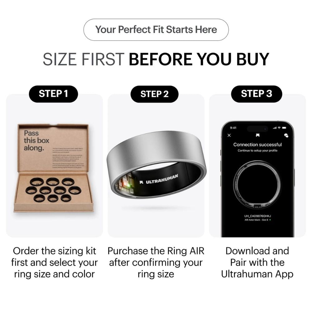Ring AIR Size 9 Smart Ring– Fitness Tracker, Health & Sleep Monitor, Waterproof