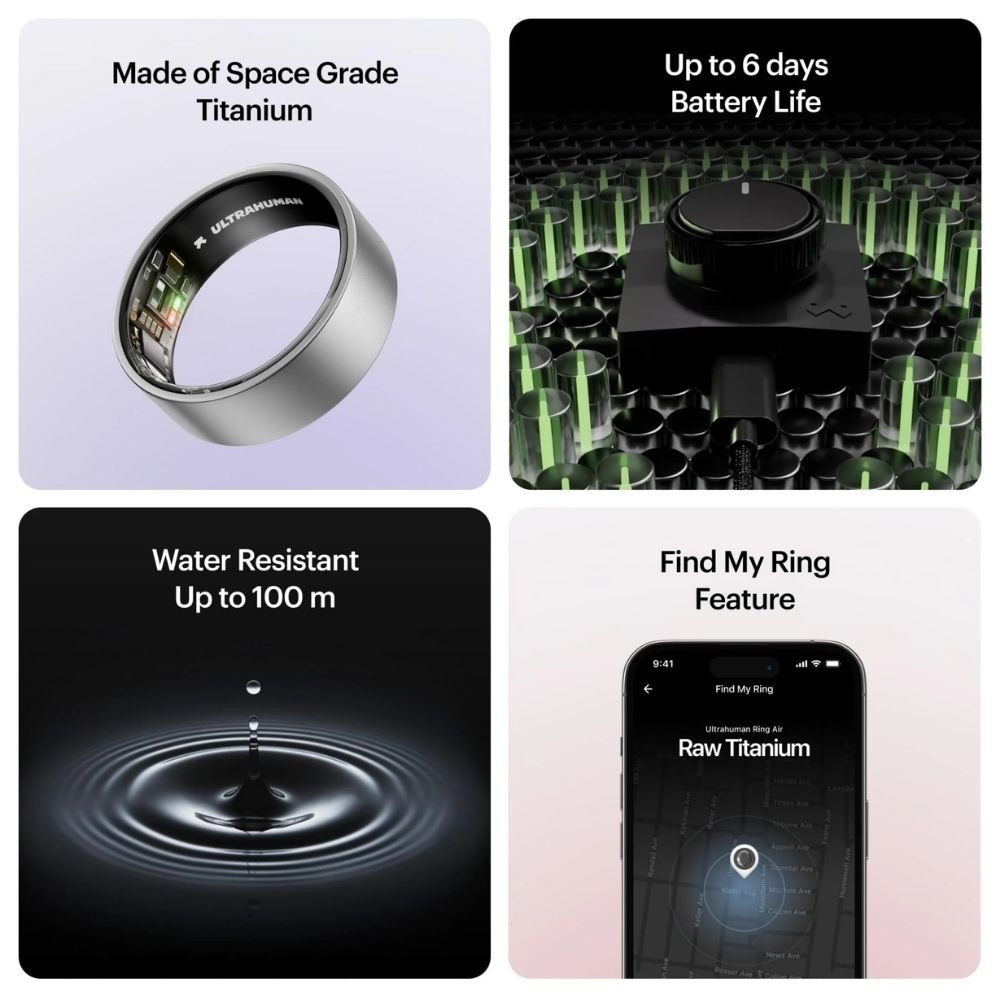 Ring AIR Size 9 Smart Ring– Fitness Tracker, Health & Sleep Monitor, Waterproof