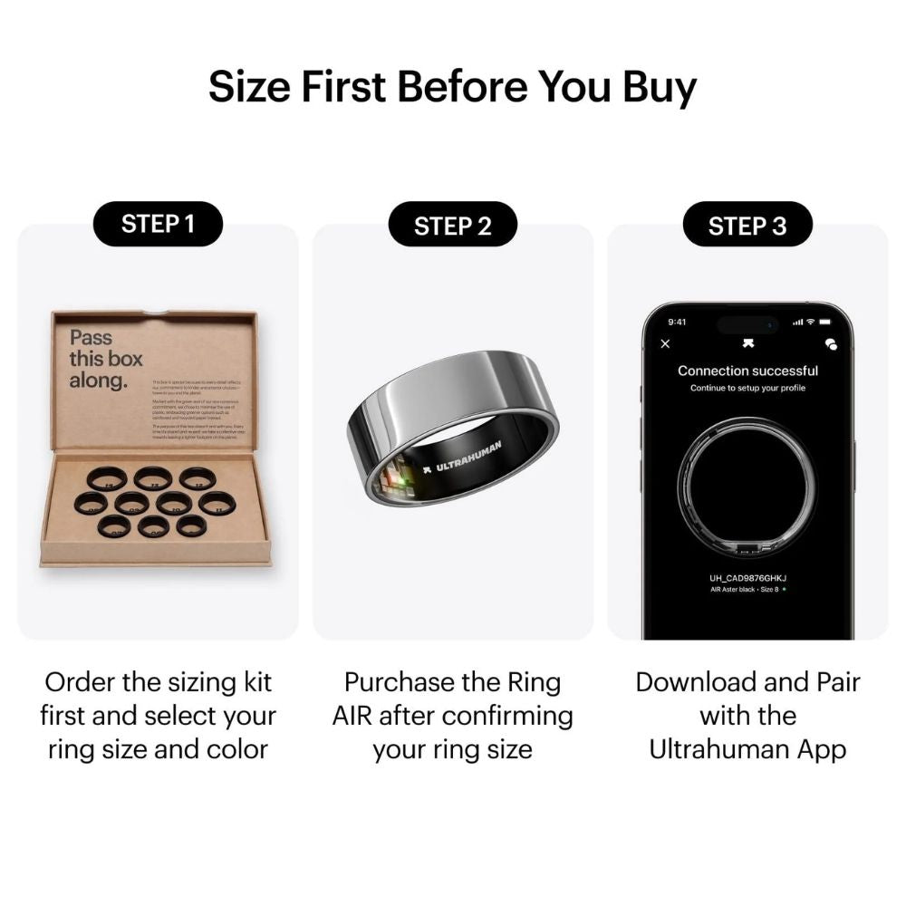 Ring AIR Size 8 Smart Ring– Fitness Tracker, Health & Sleep Monitor, Waterproof