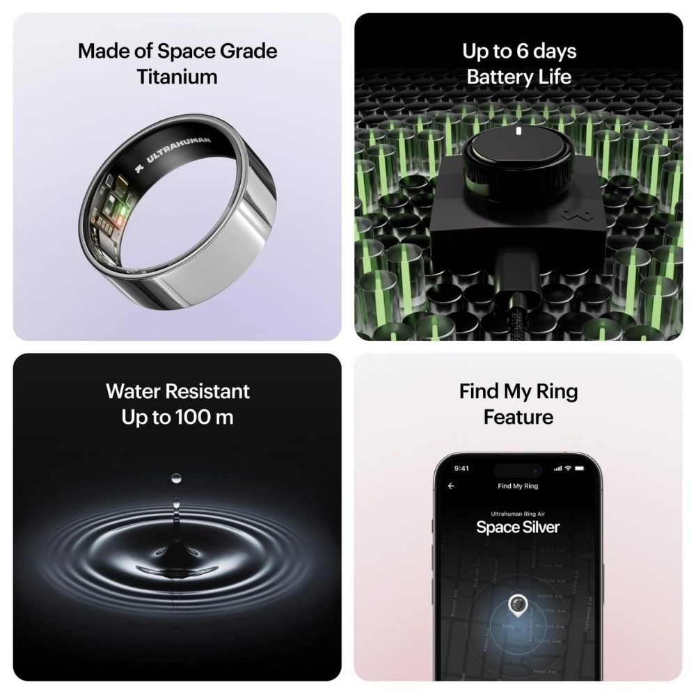 Ring AIR Size 8 Smart Ring– Fitness Tracker, Health & Sleep Monitor, Waterproof