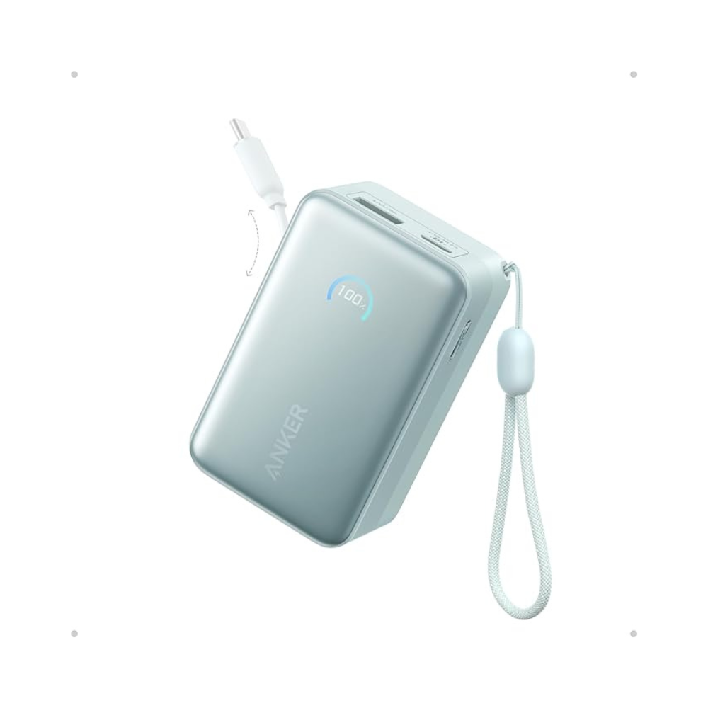 Nano Power Bank 10,000 mAh 45W Built-In Retractable USB-C Cable